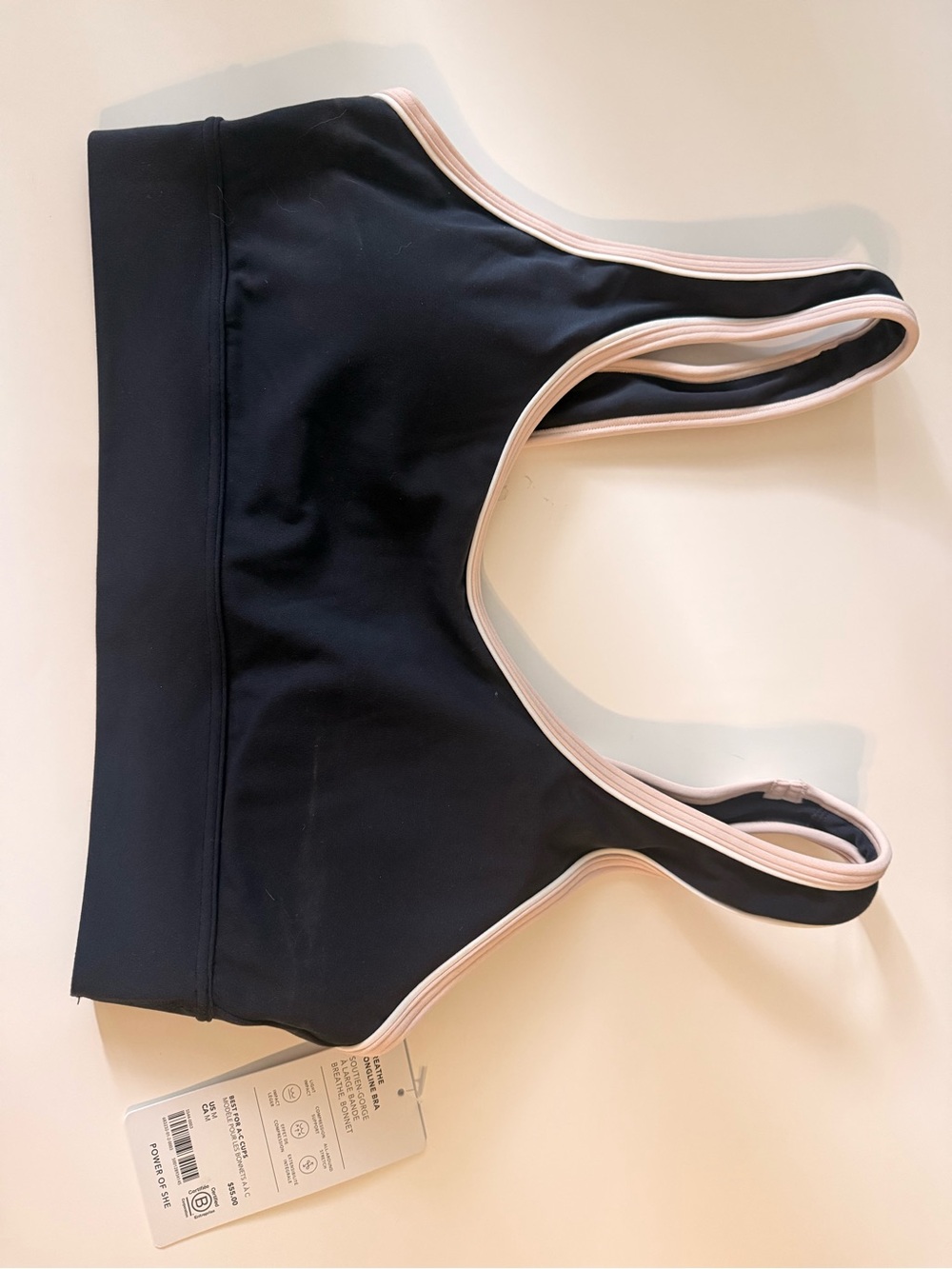 Athleta Classic Black Sports Navy Blue with Pink Trim